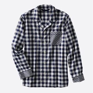 Draper James x Lands End Pajama shirt Nassau Navy Gingham L 42-44